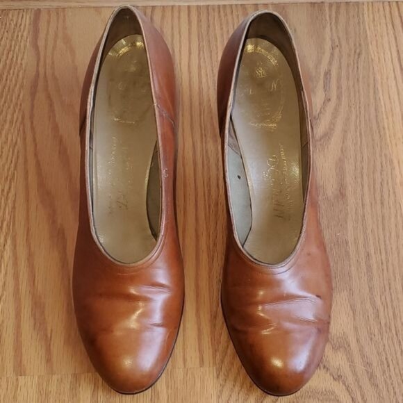 Vintage Delman Leather Heels Shoes Pumps Brown Women's WOMAN'S Size 9½ AA - Picture 3 of 13